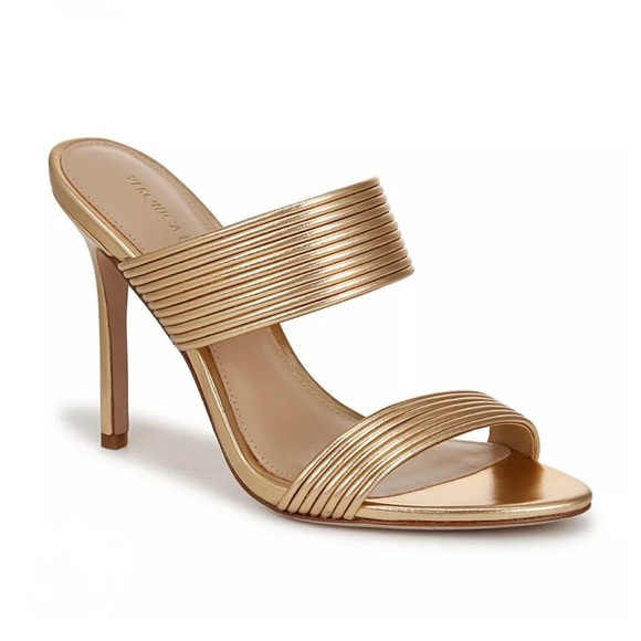 Veronica Beard Asha Mignon High Heel Gold Metallic Strappy Stiletto Sandals SZ 6 - Picture 3 of 17